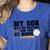 My Son Will Be Waiting For You At Home Baseball Mom Women's Heather T-Shirt Heather True Royal My Son Will Be Waiting For You At Home Baseball Mom Women's Heather T-Shirt Heather True Royal