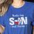 Thats My Son Out There For a Dominican Baseball Mom Women's Heather T-Shirt Heather True Royal