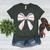 Baseball Mom Coquette Bow Baseball Mama Women's Heather T-Shirt Heather Forest