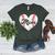 Mother's Day Distressed Heart Baseball Mom Mama Sport Fan Women's Heather T-Shirt Heather Forest