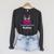 Cute Cat Reading Book Lover Graphic Raglan Sleeve Sweatshirt Dark Grey Heather
