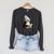 Cute Penguin Reading Book Faux-Crochet Print Raglan Sleeve Sweatshirt Dark Grey Heather