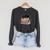 Floral Cat Sleeping On Books Raglan Sleeve Sweatshirt Dark Grey Heather