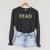 Floral Read Typography Aesthetic Book Lover Raglan Sleeve Sweatshirt Dark Grey Heather