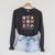 Girls 100 Days Of School Coquette Bow Pencil Bus Book Crayon Raglan Sleeve Sweatshirt Dark Grey Heather