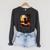 Halloween Cat Reading Books Spooky Cat Reader Teachers Raglan Sleeve Sweatshirt Dark Grey Heather