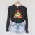 Halloween Ghost Cat Reading Book Women Girls Cute Raglan Sleeve Sweatshirt Dark Grey Heather