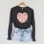 Hot Girls Read Books Cute Heart Graphic Raglan Sleeve Sweatshirt Dark Grey Heather