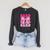 Pink Leopard Read Coquette Bow Girls Retro Groovy Reading Raglan Sleeve Sweatshirt Dark Grey Heather