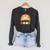 Retro Open Book Rainbow Reading Graphic Raglan Sleeve Sweatshirt Dark Grey Heather