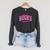 Retro Pink Coquette Bow Valentine Book Lover Varsity Raglan Sleeve Sweatshirt Dark Grey Heather