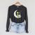 Women's Alien And Astronaut Reading On Moon Kids Sci Fi Book Raglan Sleeve Sweatshirt Dark Grey Heather