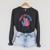 Women's Space CAT Reader Pink Helmet Blue Book Nerd Galaxy Kitty Raglan Sleeve Sweatshirt Dark Grey Heather