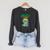 Women's Unearth a Story Summer Reading 2026 Triceratops Dino Book Raglan Sleeve Sweatshirt Dark Grey Heather