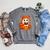 Cute Ghost Reading Book Autumn Pumpkins Cat Coffee Halloween Raglan Sleeve Sweatshirt Deep Heather