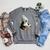 Cute Penguin Reading Book Faux-Crochet Print Raglan Sleeve Sweatshirt Deep Heather