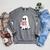 Cute Retro Reading Book Library Ghost Costume Raglan Sleeve Sweatshirt Deep Heather