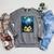 Van Gogh Starry Night Ghost Book Reading Camping Halloween Raglan Sleeve Sweatshirt Deep Heather