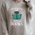 Cat Read Book Reader Reading Librarian Raglan Sleeve Sweatshirt Heather Forest