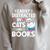 Easily Distracted By Cats And Books Cute Cat And Book Lovers Raglan Sleeve Sweatshirt Heather Forest
