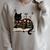 Floral Cat Reading Book Kitten Illustration Raglan Sleeve Sweatshirt Heather Forest