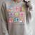 Girls 100 Days Of School Coquette Bow Pencil Bus Book Crayon Raglan Sleeve Sweatshirt Heather Forest