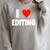 I Love Editing Heart Movie Film Newspaper Journalism Book Raglan Sleeve Sweatshirt Heather Forest
