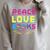 Peace Love Books Library Book Lover Raglan Sleeve Sweatshirt Heather Forest
