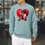 Pretty Girl With Book And Hearts For Valentine's Day Raglan Sleeve Sweatshirt Cardinal