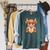 Cute Highland Cow Reading Book Raglan Sleeve Sweatshirt Heather Blue Lagoon