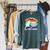 Easily Distracted By Cats And Books – Retro Sunset Rainbow Raglan Sleeve Sweatshirt Heather Blue Lagoon
