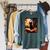 Halloween Cat Reading Books Spooky Cat Reader Teachers Raglan Sleeve Sweatshirt Heather Blue Lagoon