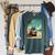 Japanese Cat Book Summer Beach Vacation Cruise Raglan Sleeve Sweatshirt Heather Blue Lagoon