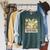 Matcha Drinking Maine Coon Cat Reading Books Aesthetic Raglan Sleeve Sweatshirt Heather Blue Lagoon