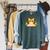 Orange Cat Reading Book Flowers Raglan Sleeve Sweatshirt Heather Blue Lagoon