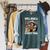 Well Read & Slightly Feral Raccoon Book Lover Graphic Raglan Sleeve Sweatshirt Heather Blue Lagoon