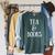 Reading Quote Tea & Books Reader Librarian Tea Drinker Raglan Sleeve Sweatshirt Heather Blue Lagoon