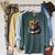 Triceratops Dinosaur Reading Book Nerd Raglan Sleeve Sweatshirt Heather Blue Lagoon