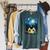 Van Gogh Starry Night Ghost Book Reading Camping Halloween Raglan Sleeve Sweatshirt Heather Blue Lagoon