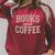 Books And Coffee Vintage Reading Lover Typography Raglan Sleeve Sweatshirt Heather Dust
