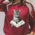 Cat Bookworm Reading Book Graphic Raglan Sleeve Sweatshirt Heather Dust