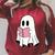Cute Retro Reading Book Library Ghost Costume Raglan Sleeve Sweatshirt Heather Dust