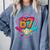 Baseball Drip Jersey Number 67 For Players & 67th Birthday Premium Tri-Blend Comfort Colors Sweatshirt Denim