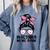 In October We Wear Pink Baseball Mom Messy Bun Breast Cancer Comfort Colors Sweatshirt Denim