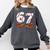 67 Trend Baseball Glove Number Style Comfort Colors Sweatshirt Pepper