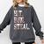 Hit Run Steal Baseball Mom For Women Baseball Comfort Colors Sweatshirt Pepper