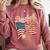 American Flag Baseball Player Bat Fan Catcher Pitcher USA Comfort Colors Sweatshirt Orchid