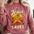 Youth Boy Baseball Jesus Saves Christian Baseball Religious Comfort Colors Sweatshirt Orchid