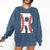 Baseball Alphabet Monogram Initial Letter R Comfort Colors Sweatshirt Blue Jean