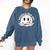 Baseball Mom Era Ball Mom Smile Face Groovy Mother's Day Comfort Colors Sweatshirt Blue Jean